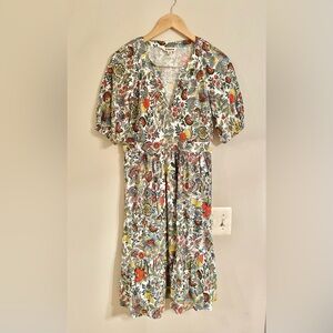 Boden Piper Short Jersey Dress Women Size US 4L UK 8L Floral Multicolor-Like New